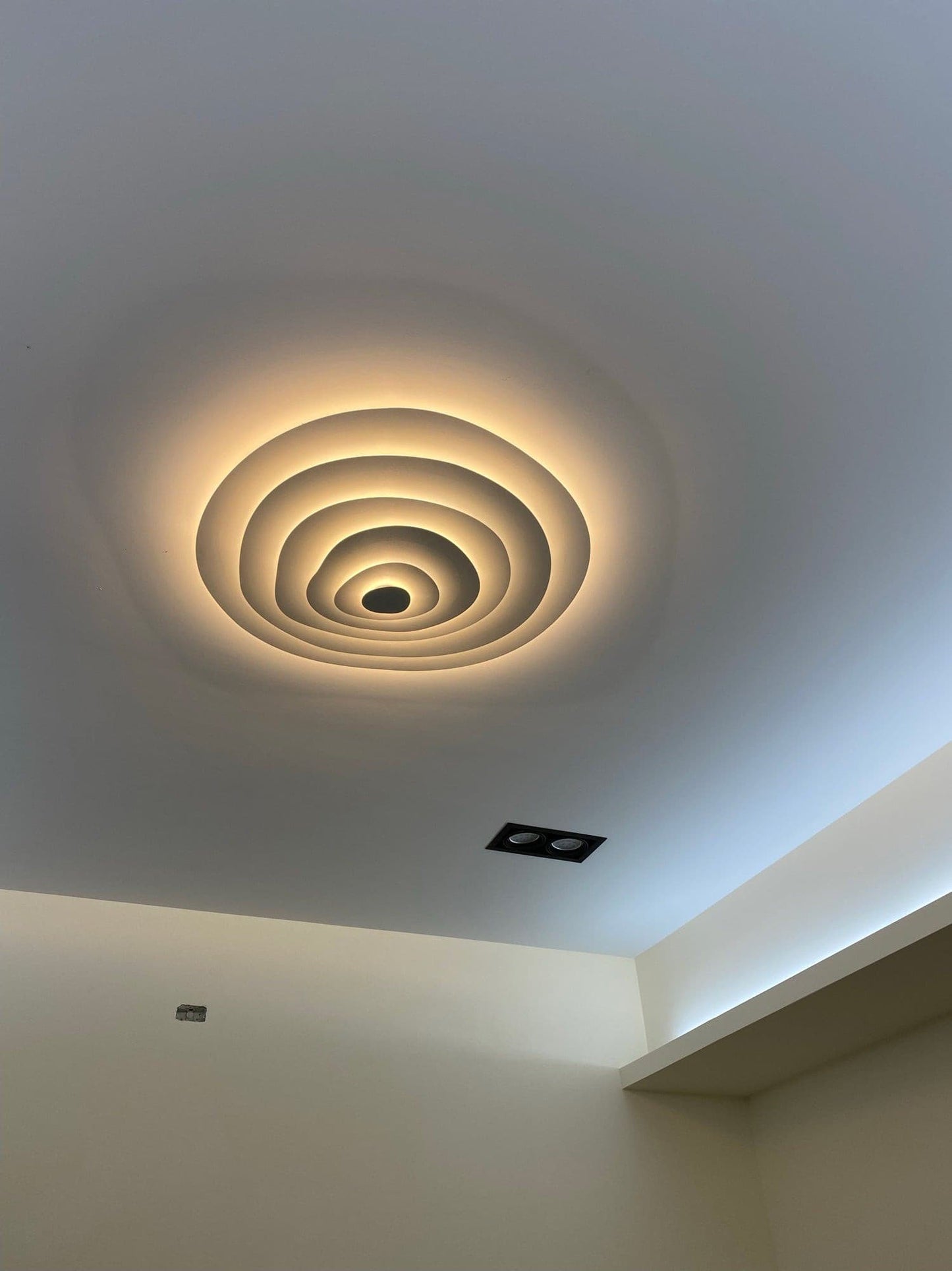 Tiered Ring Sculptural Flush Mount Ceiling Light — White