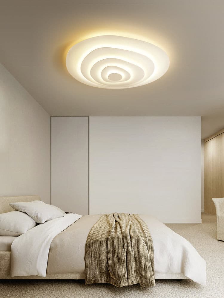 Tiered Ring Sculptural Flush Mount Ceiling Light — White