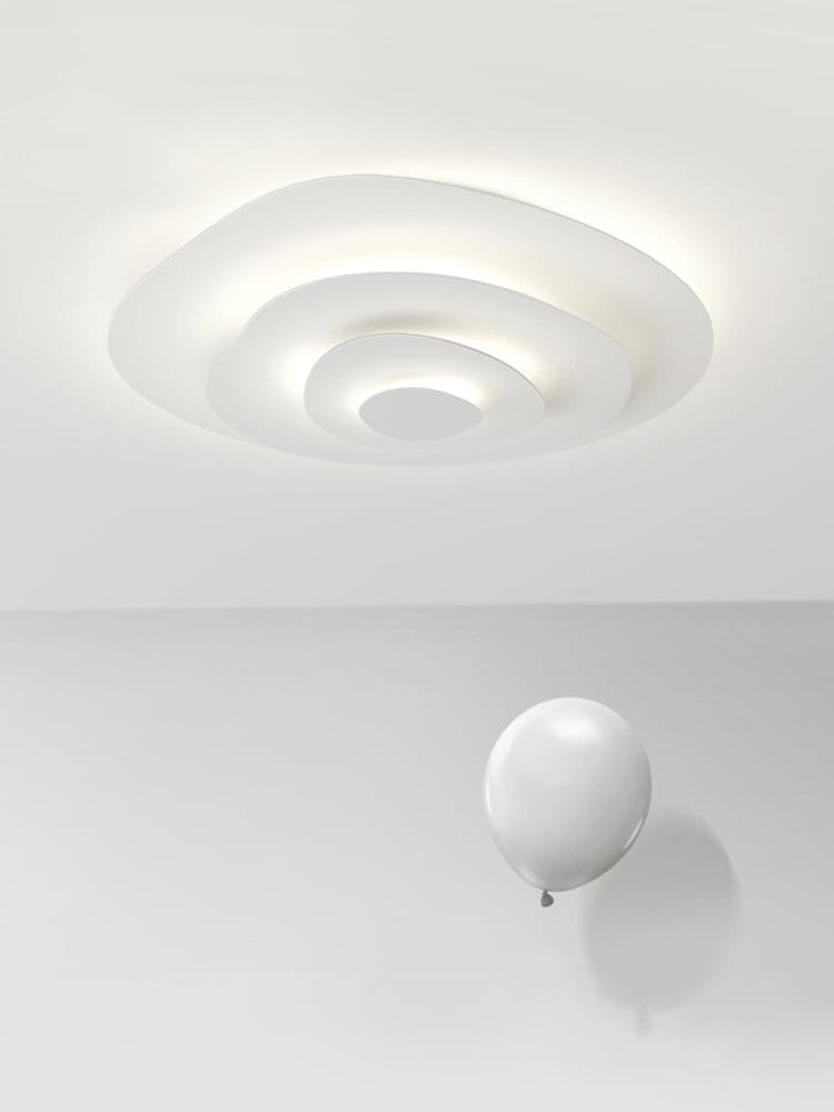 Tiered Ring Sculptural Flush Mount Ceiling Light — White