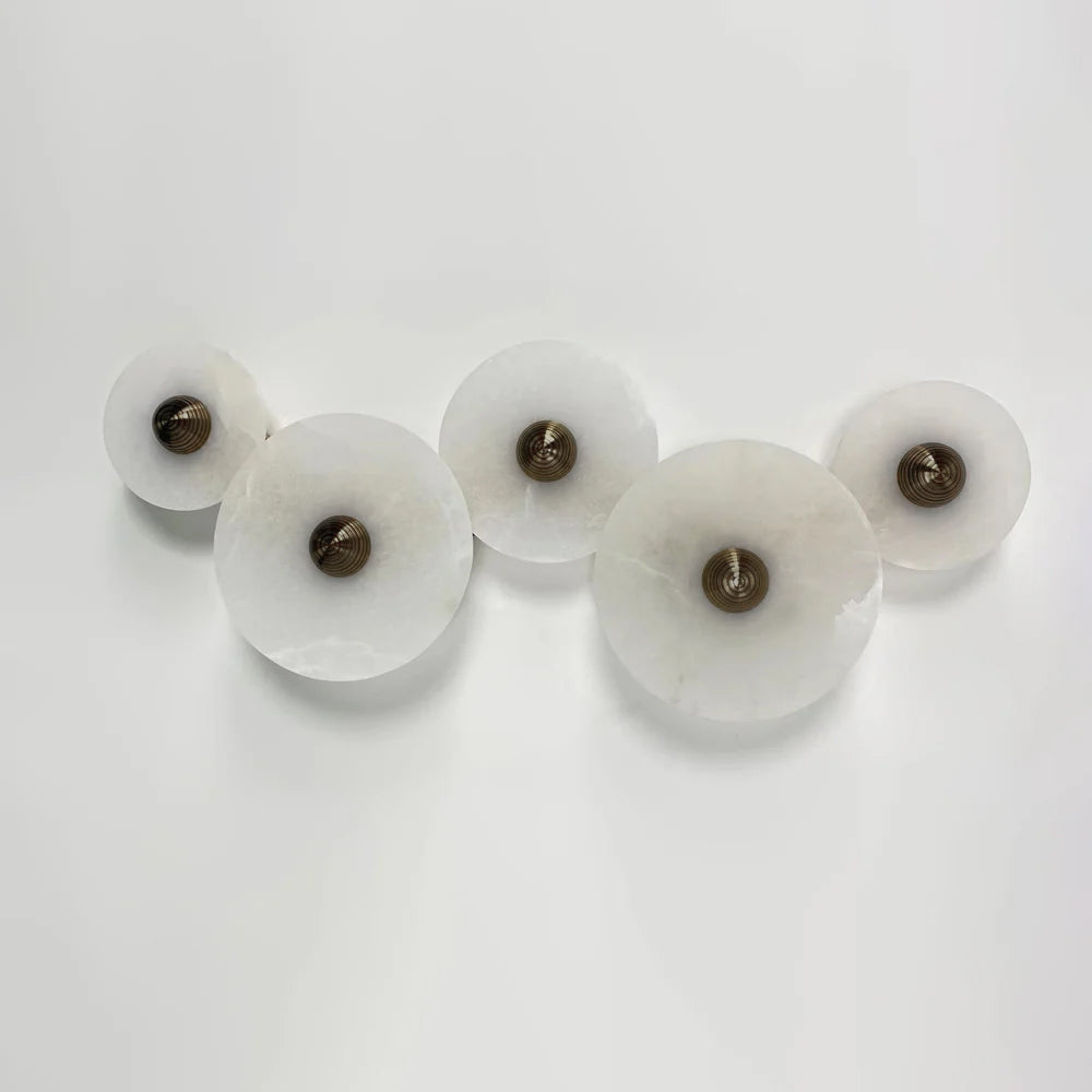 Alabaster and Brass Wall Sconce