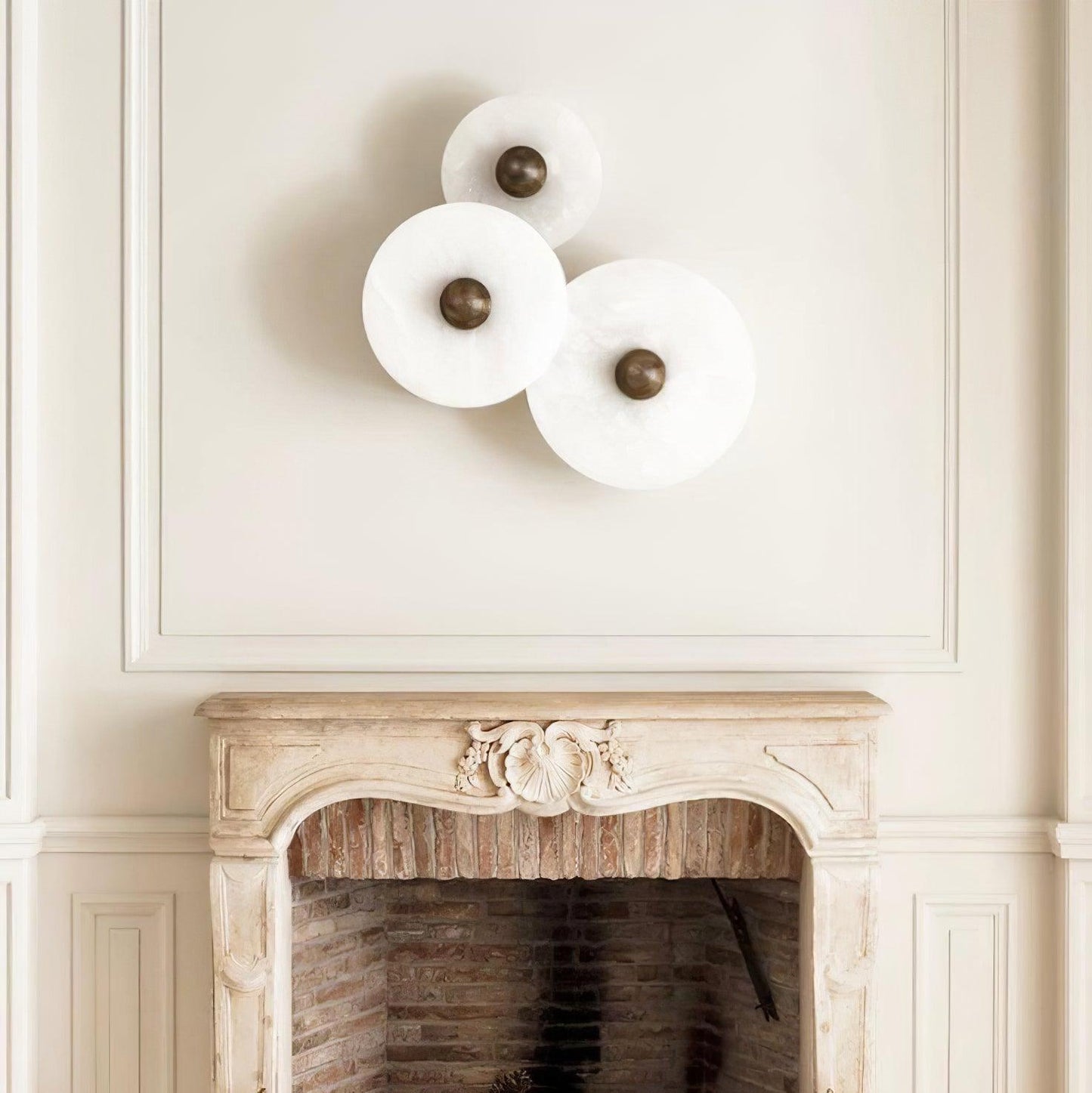 Alabaster and Brass Wall Sconce