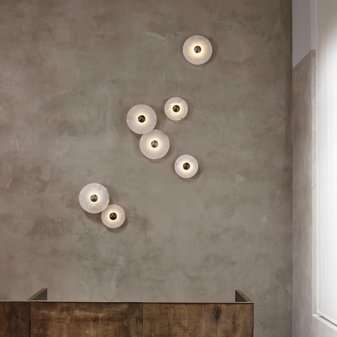 Alabaster and Brass Wall Sconce