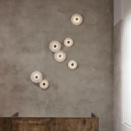 Alabaster and Brass Wall Sconce