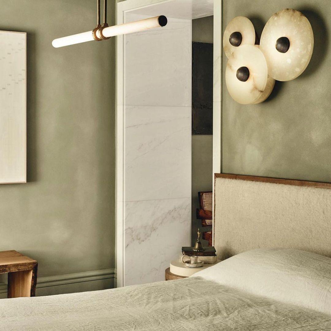 Alabaster and Brass Wall Sconce