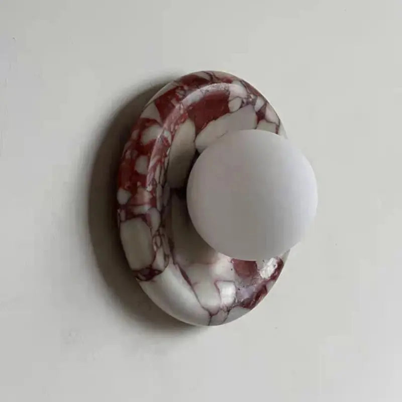 Natural Stone Wall Sconce — Round Designer Wall Sconce Fixture, Each Piece One-of-a-Kind — Wall Lights for Bedroom, Wall Lights for Living Room — Indoor Wall Lamp for Hallway and Den/Study Erbstuk