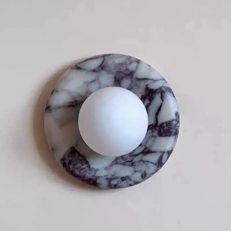 Natural Stone Wall Sconce — Round Designer Wall Sconce Fixture, Each Piece One-of-a-Kind — Wall Lights for Bedroom, Wall Lights for Living Room — Indoor Wall Lamp for Hallway and Den/Study Erbstuk