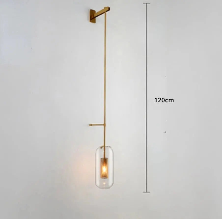 Brass & Black Bent-Arm Glass Wall Sconce — Clear or Smoked Glass Cylinder Shade, Modern E27 Wall Light for Bedrooms, Bathrooms & Hallways, Also Available as a 120cm Vertical Rail Light Erbstuk