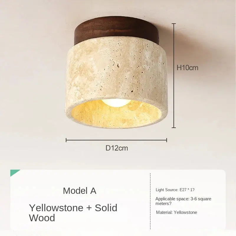 Stone-Textured Ceiling Lamp — Sculptural Organic Minimalist Flush Mount Ceiling Light, Round — Bedroom Ceiling Light, Living Room Ceiling Light — Hallway and Entryway Ceiling Light Fixture Erbstuk