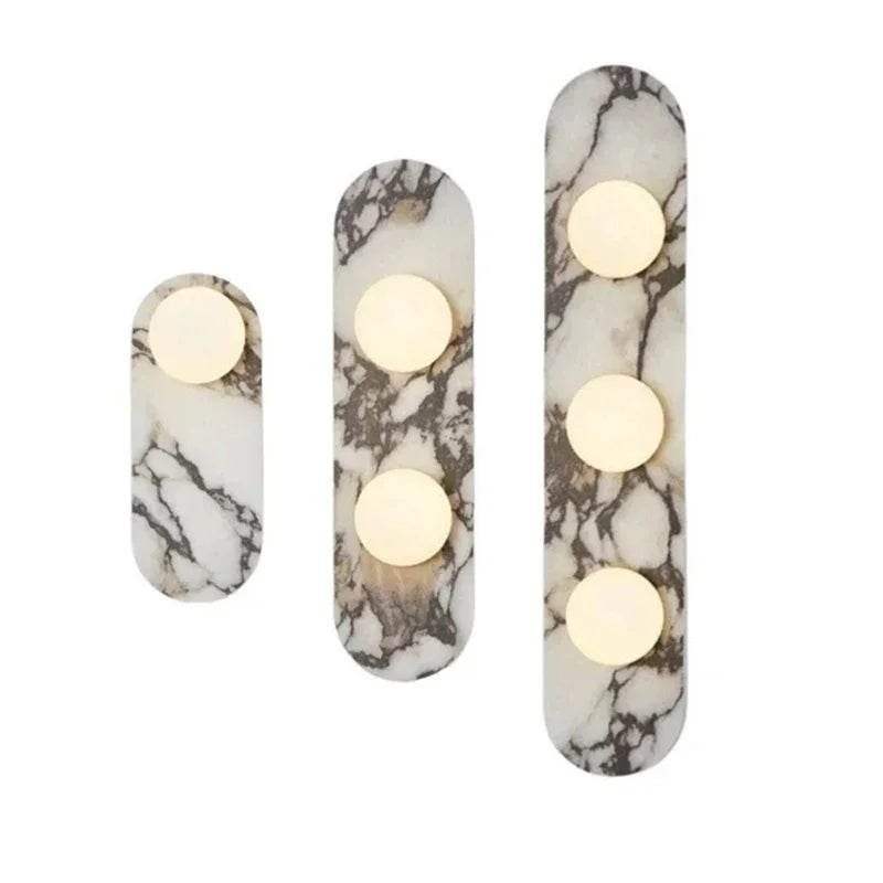 Aria Marble Wall Lamp — Modular Stone Sconce with Opaline Glass Globes