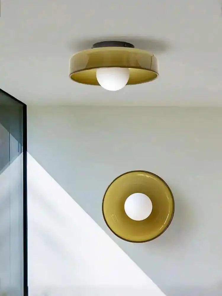 Hand-Blown Glass Flush Mount Ceiling Light — Vintage Dome Shade Ceiling Lamp — Hallway Ceiling Light, Kitchen Ceiling Light — Bedroom and Entryway Glass Fixture Erbstuk