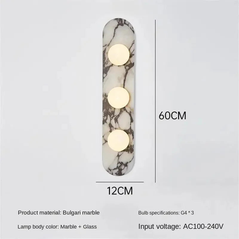 Aria Marble Wall Lamp — Modular Stone Sconce with Opaline Glass Globes