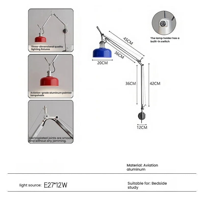 Memphis Minimalist Nordic Joystick Light LED Iron Wall Light Sconce For Bedroom Living Room Study Room Indoor Light Office