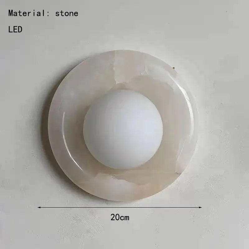 Natural Stone Wall Sconce — Round Designer Wall Sconce Fixture, Each Piece One-of-a-Kind — Wall Lights for Bedroom, Wall Lights for Living Room — Indoor Wall Lamp for Hallway and Den/Study Erbstuk