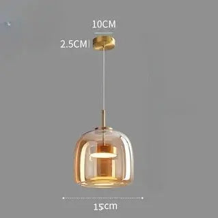 Kitchen Island Pendant Light — Iron & Glass Dome Pendant Light, Clear, Amber & Smoke Grey Glass Shade, Modern LED Ceiling Lamp for Kitchen Islands, Dining Rooms, Bedrooms & Entryways, Available in 15cm, 25cm & 35cm Erbstuk