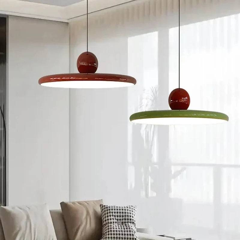 Nordic LED Pendant Light Cream Wind Flying Saucer Lamps For Living Room Bedroom Bedsides Restaurant Hotel Interior Illumination