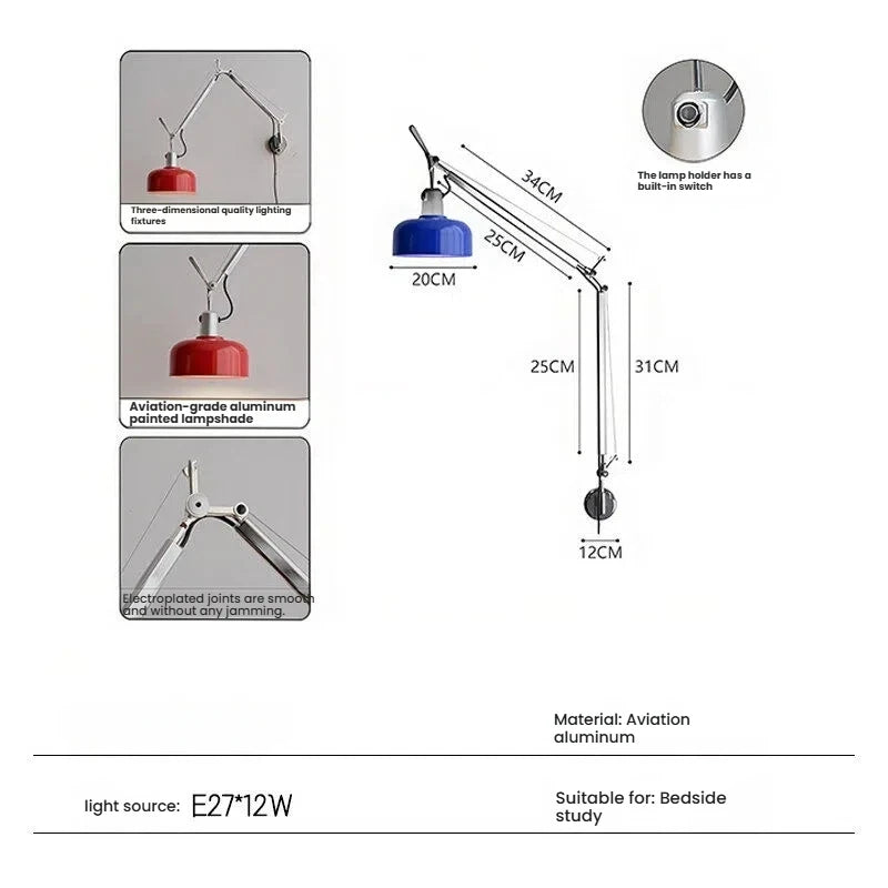 Memphis Minimalist Nordic Joystick Light LED Iron Wall Light Sconce For Bedroom Living Room Study Room Indoor Light Office