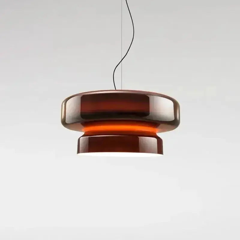 Tiered Glass Disc Pendant Light — Colored Glass Shade with Metal Ring Accent, Modern LED Ceiling Fixture for Dining Rooms, Kitchens & Bedrooms, Available in Green, Red & Purple Erbstuk