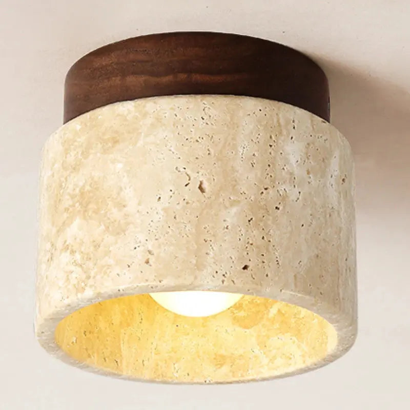 Stone-Textured Ceiling Lamp — Sculptural Organic Minimalist Flush Mount Ceiling Light, Round — Bedroom Ceiling Light, Living Room Ceiling Light — Hallway and Entryway Ceiling Light Fixture Erbstuk