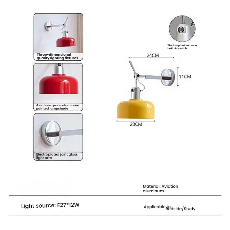 Memphis Minimalist Nordic Joystick Light LED Iron Wall Light Sconce For Bedroom Living Room Study Room Indoor Light Office