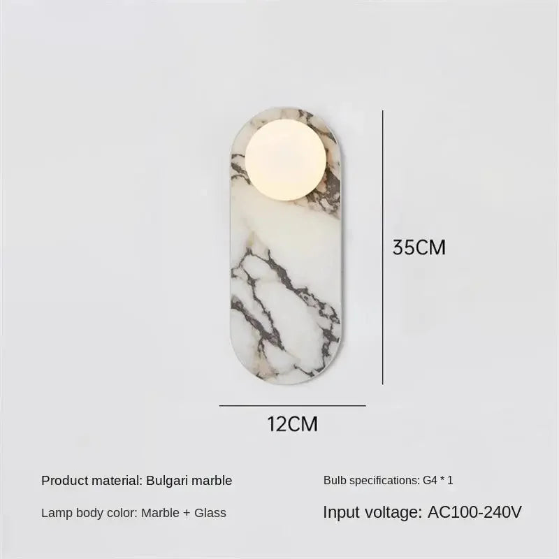 Aria Marble Wall Lamp — Modular Stone Sconce with Opaline Glass Globes