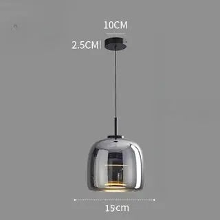 Kitchen Island Pendant Light — Iron & Glass Dome Pendant Light, Clear, Amber & Smoke Grey Glass Shade, Modern LED Ceiling Lamp for Kitchen Islands, Dining Rooms, Bedrooms & Entryways, Available in 15cm, 25cm & 35cm Erbstuk