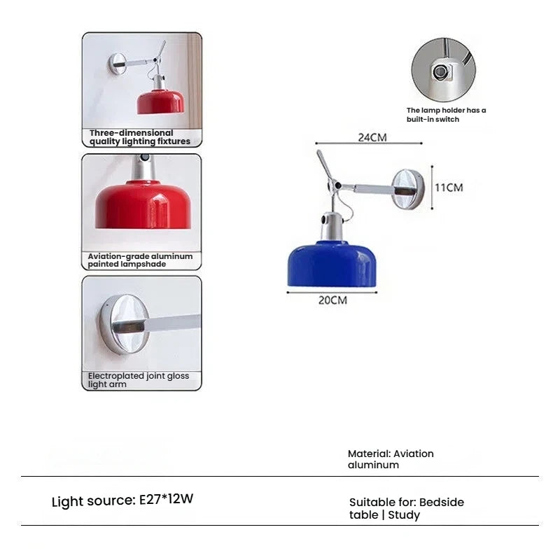 Memphis Minimalist Nordic Joystick Light LED Iron Wall Light Sconce For Bedroom Living Room Study Room Indoor Light Office