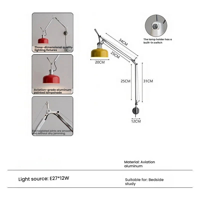Memphis Minimalist Nordic Joystick Light LED Iron Wall Light Sconce For Bedroom Living Room Study Room Indoor Light Office