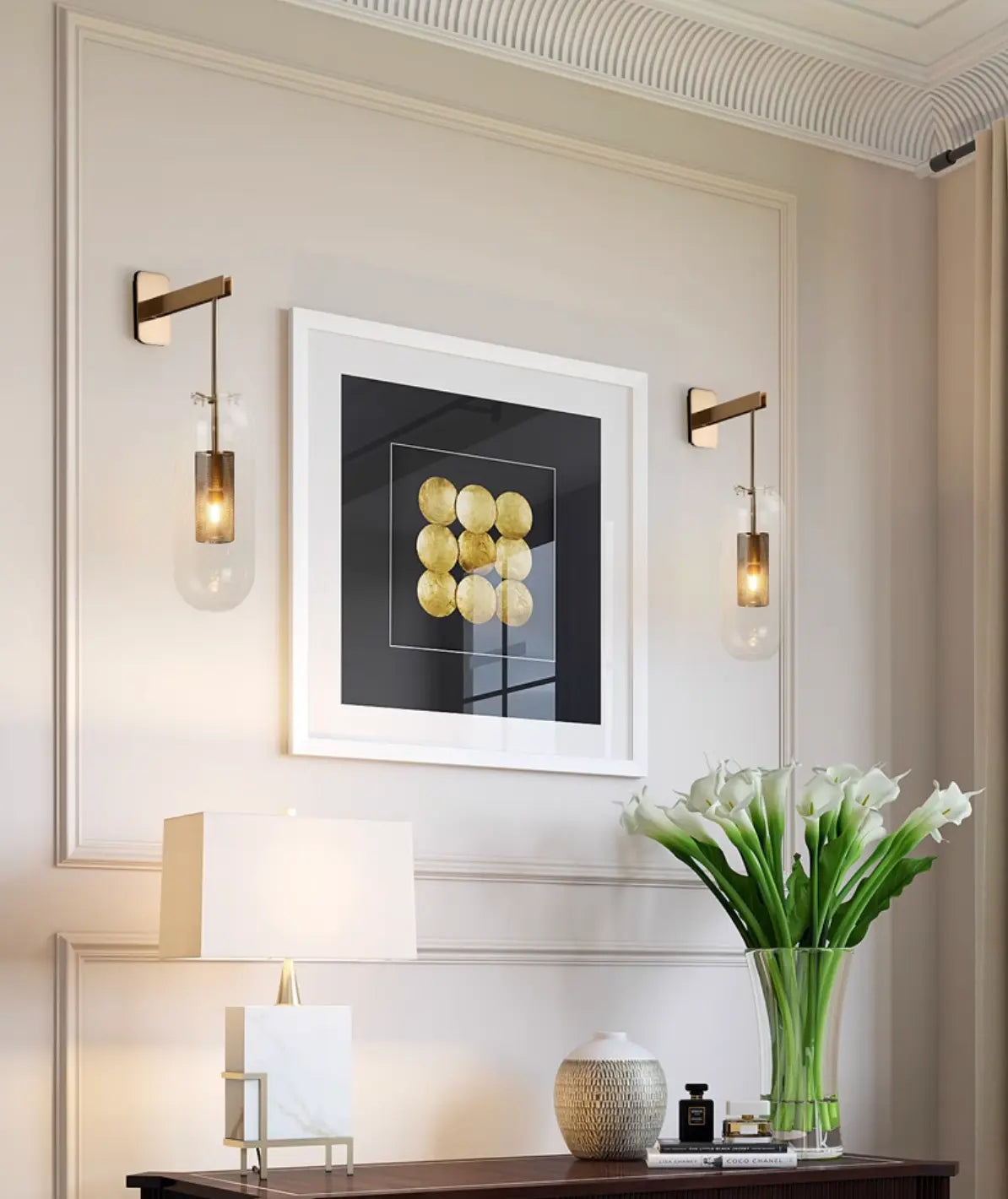 Chiswick Glass Shade Short Arm Wall Light Erbstuk