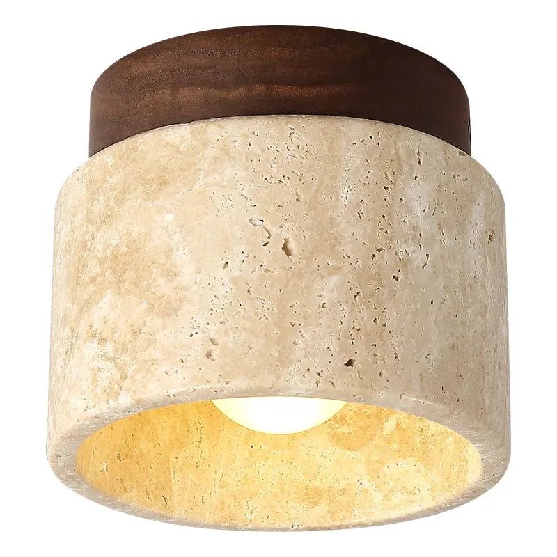 Stone-Textured Ceiling Lamp — Sculptural Organic Minimalist Flush Mount Ceiling Light, Round — Bedroom Ceiling Light, Living Room Ceiling Light — Hallway and Entryway Ceiling Light Fixture Erbstuk