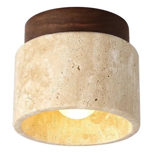 Stone-Textured Ceiling Lamp — Sculptural Organic Minimalist Flush Mount Ceiling Light, Round — Bedroom Ceiling Light, Living Room Ceiling Light — Hallway and Entryway Ceiling Light Fixture Erbstuk