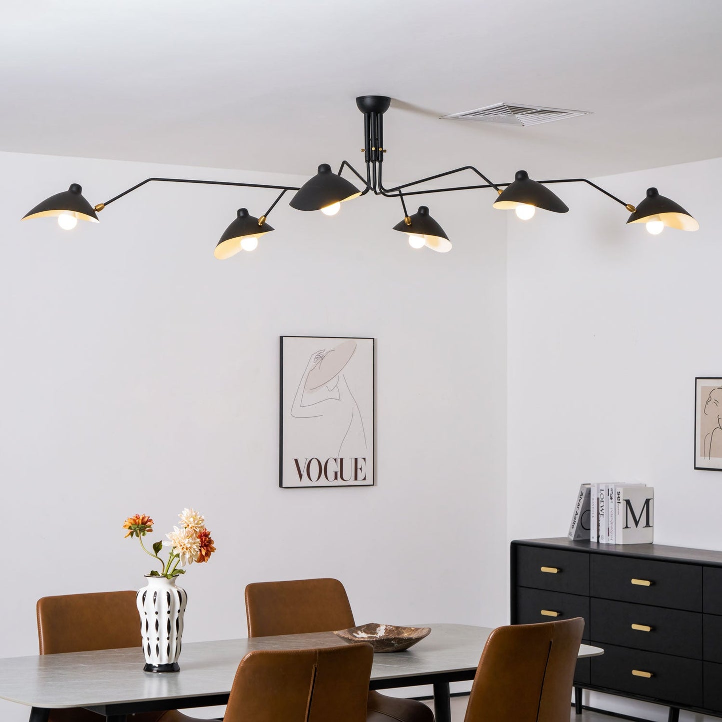 Articulated Arm Reflector Ceiling Light — Mid-Century Brass