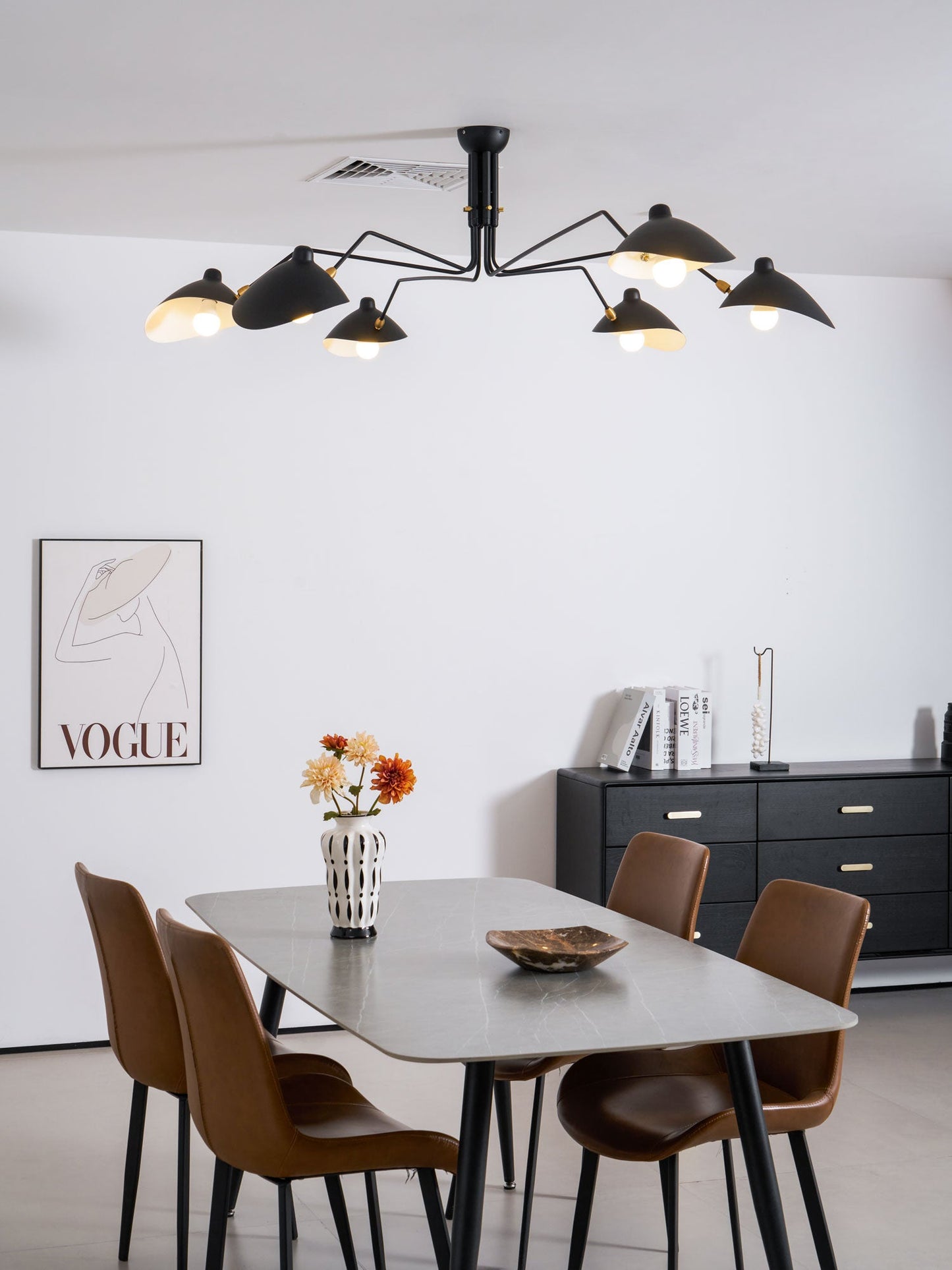 Articulated Arm Reflector Ceiling Light — Mid-Century Brass