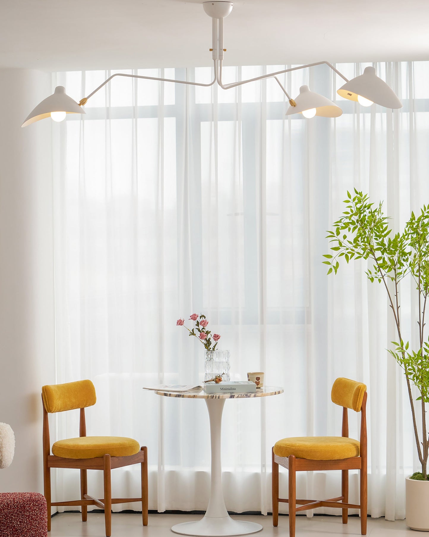 Articulated Arm Reflector Ceiling Light — Mid-Century Brass
