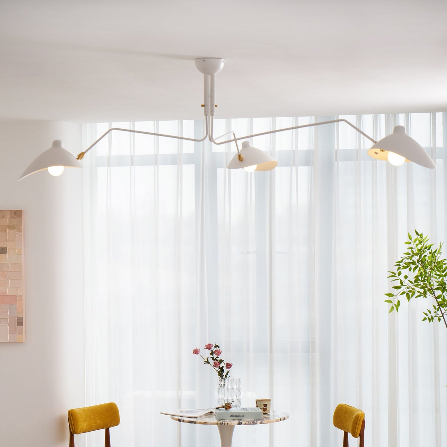 Articulated Arm Reflector Ceiling Light — Mid-Century Brass