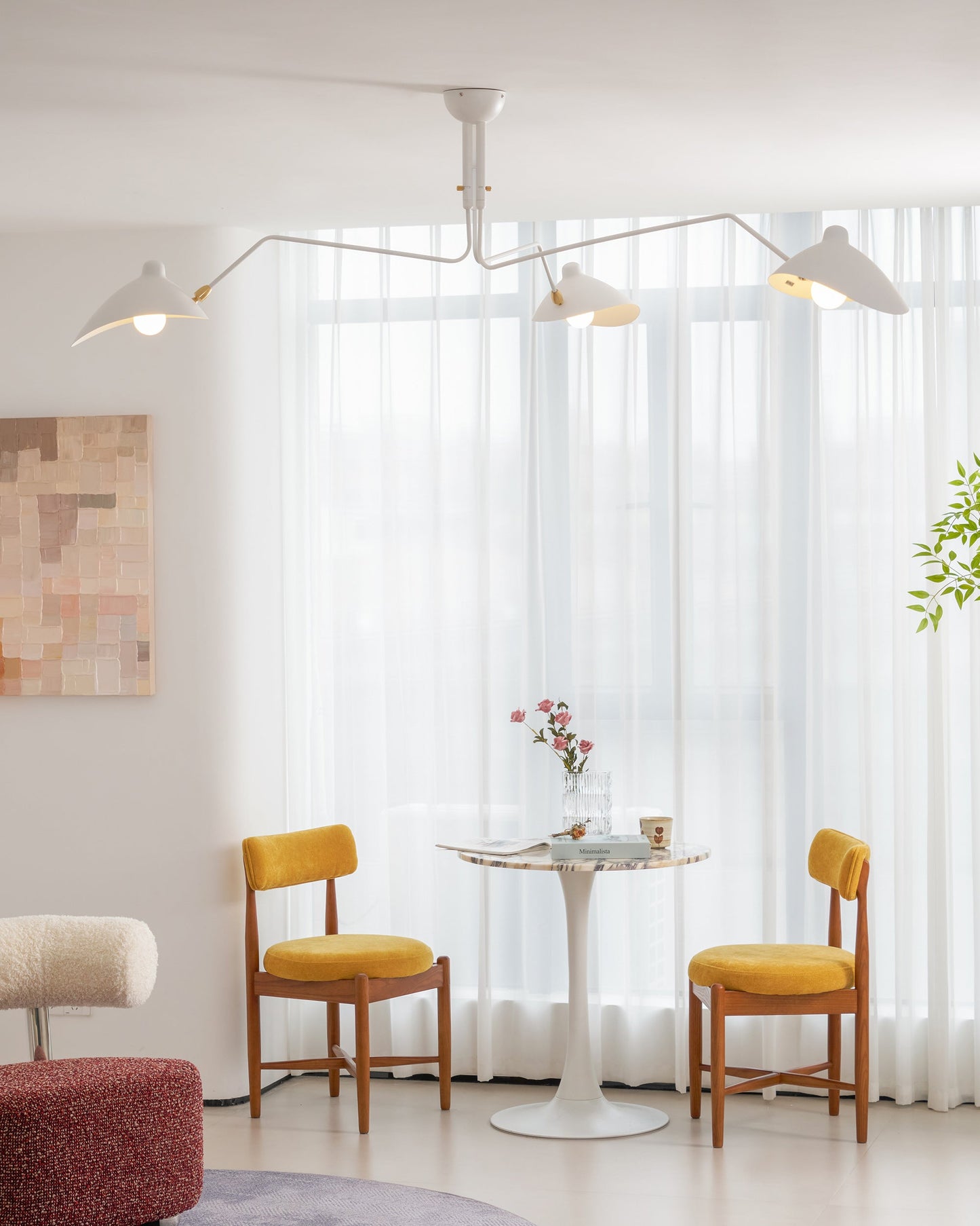 Articulated Arm Reflector Ceiling Light — Mid-Century Brass