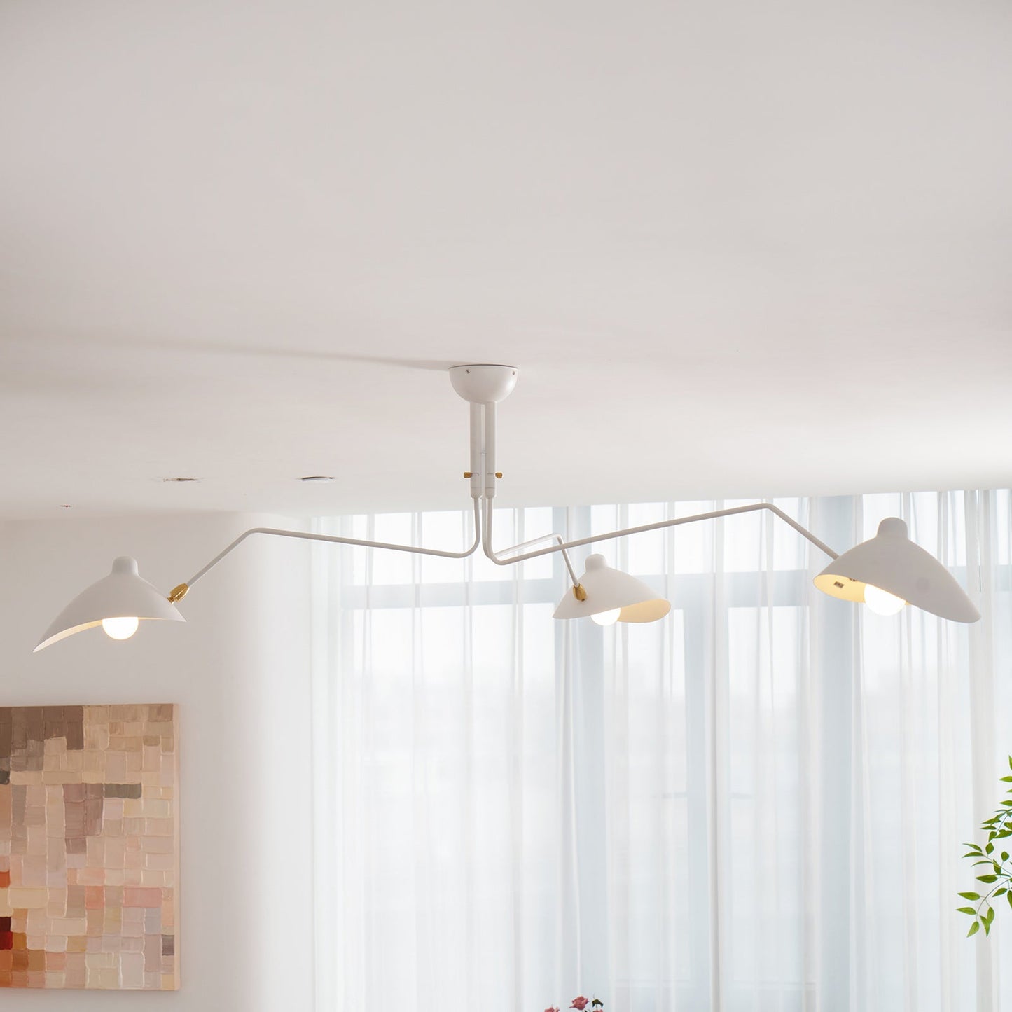 Articulated Arm Reflector Ceiling Light — Mid-Century Brass