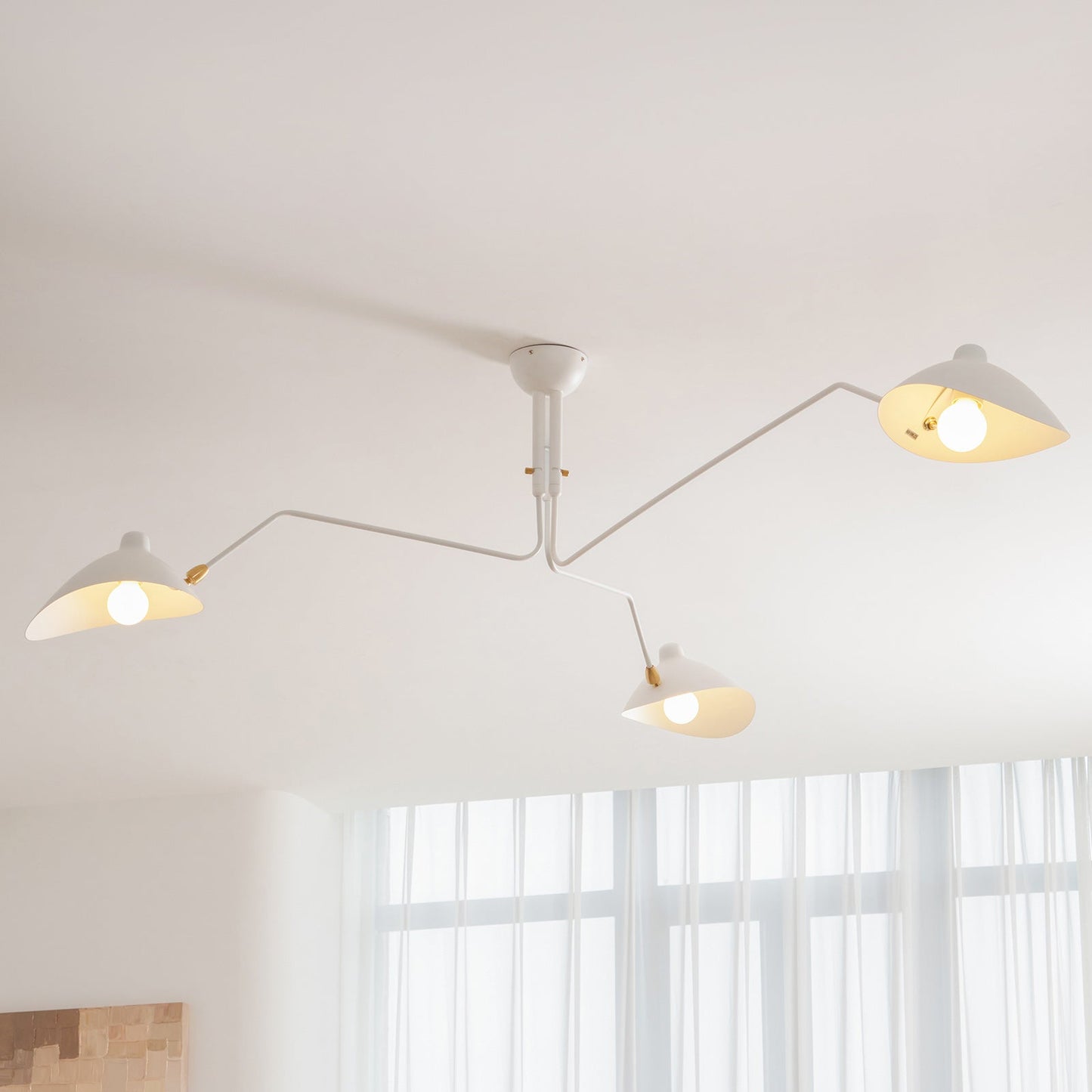 Articulated Arm Reflector Ceiling Light — Mid-Century Brass