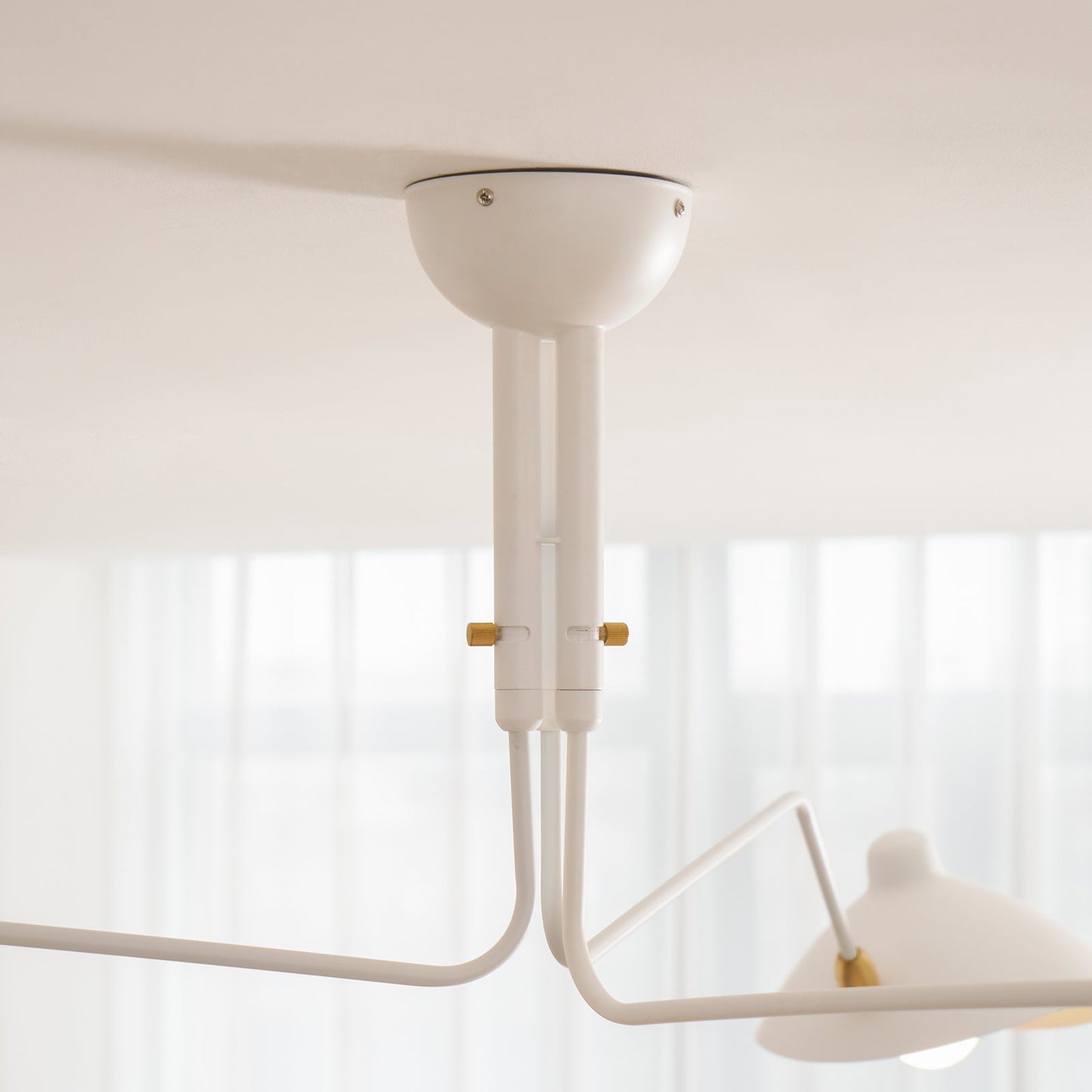 Articulated Arm Reflector Ceiling Light — Mid-Century Brass