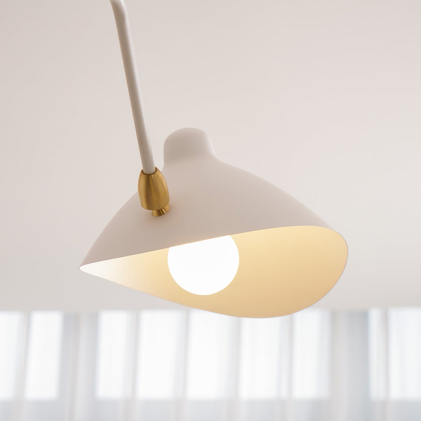 Articulated Arm Reflector Ceiling Light — Mid-Century Brass