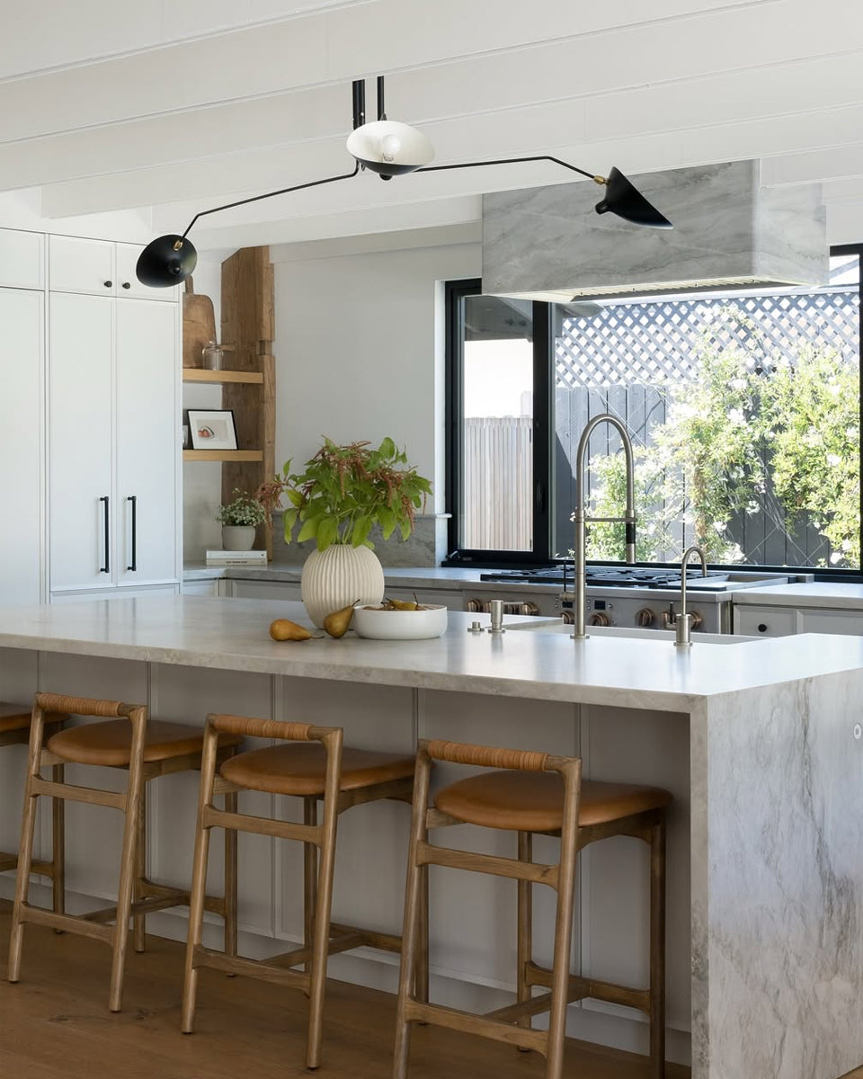 Articulated Arm Reflector Ceiling Light — Mid-Century Brass