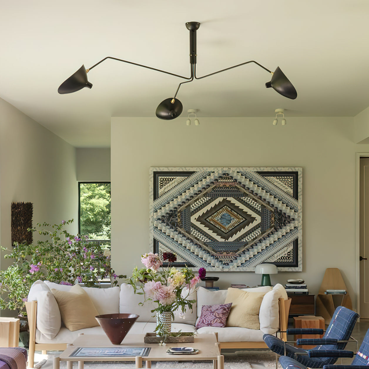 Articulated Arm Reflector Ceiling Light — Mid-Century Brass