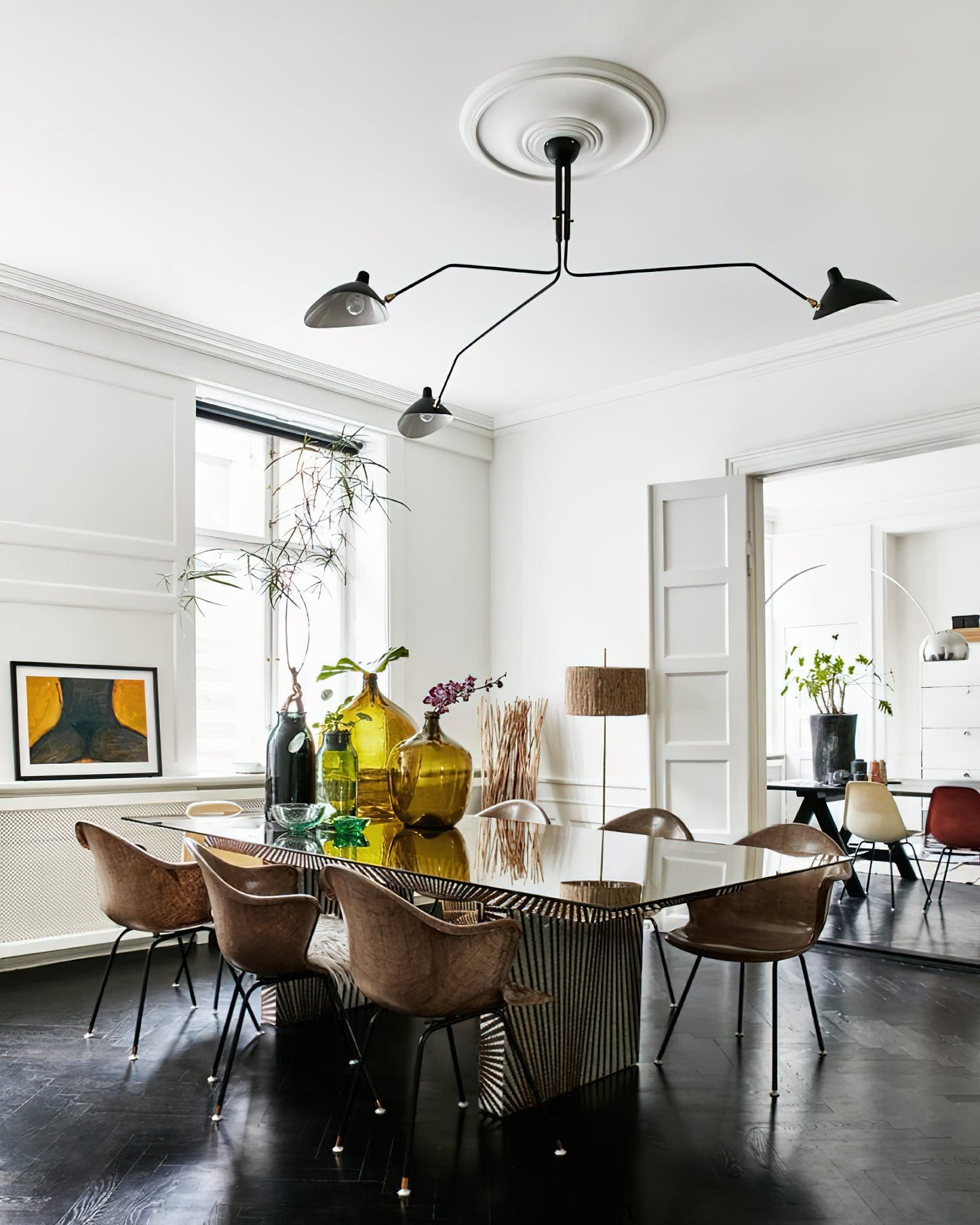 Articulated Arm Reflector Ceiling Light — Mid-Century Brass