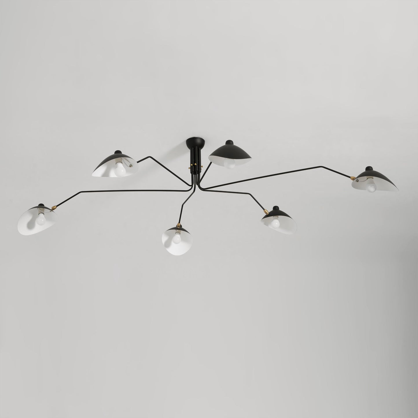 Articulated Arm Reflector Ceiling Light — Mid-Century Brass