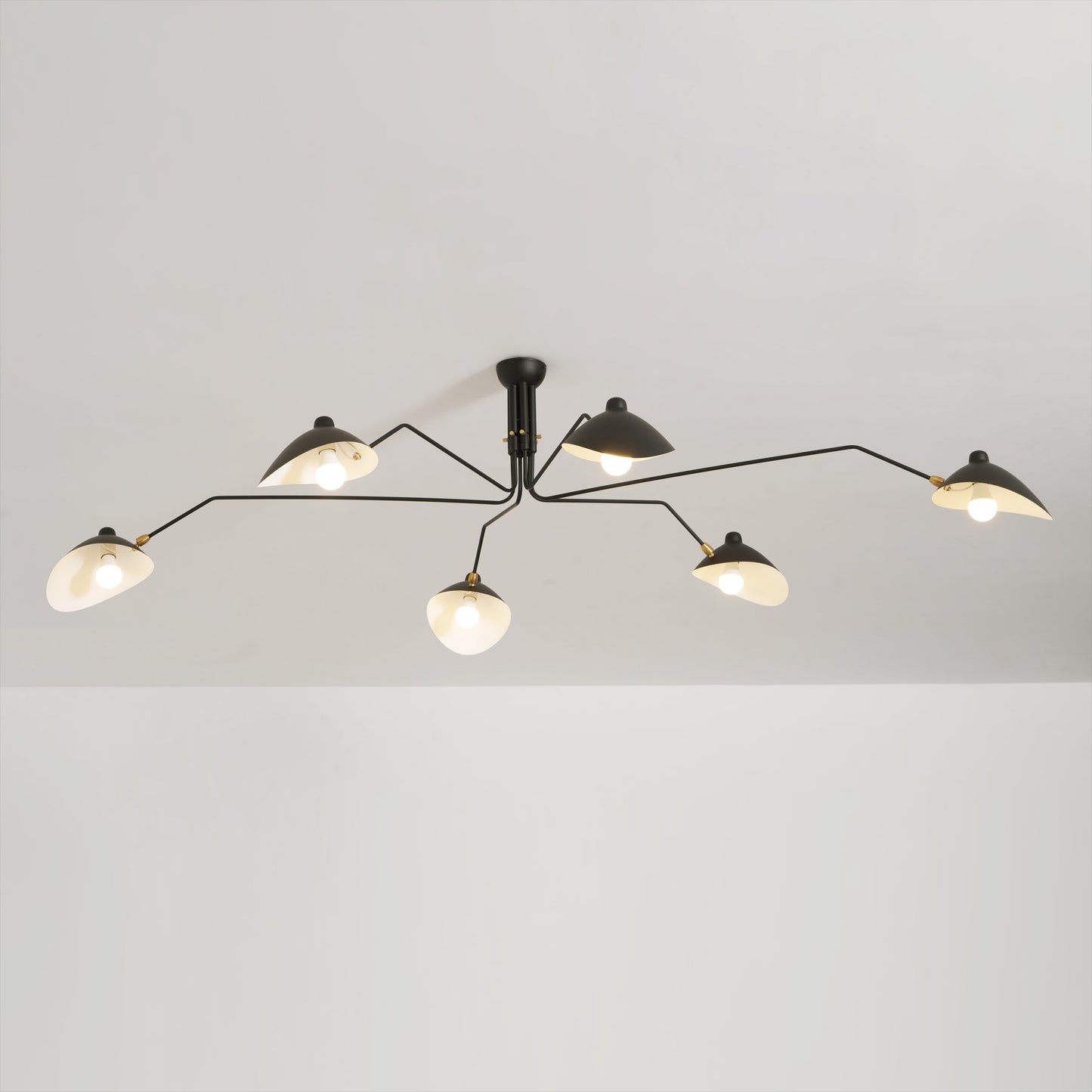 Articulated Arm Reflector Ceiling Light — Mid-Century Brass