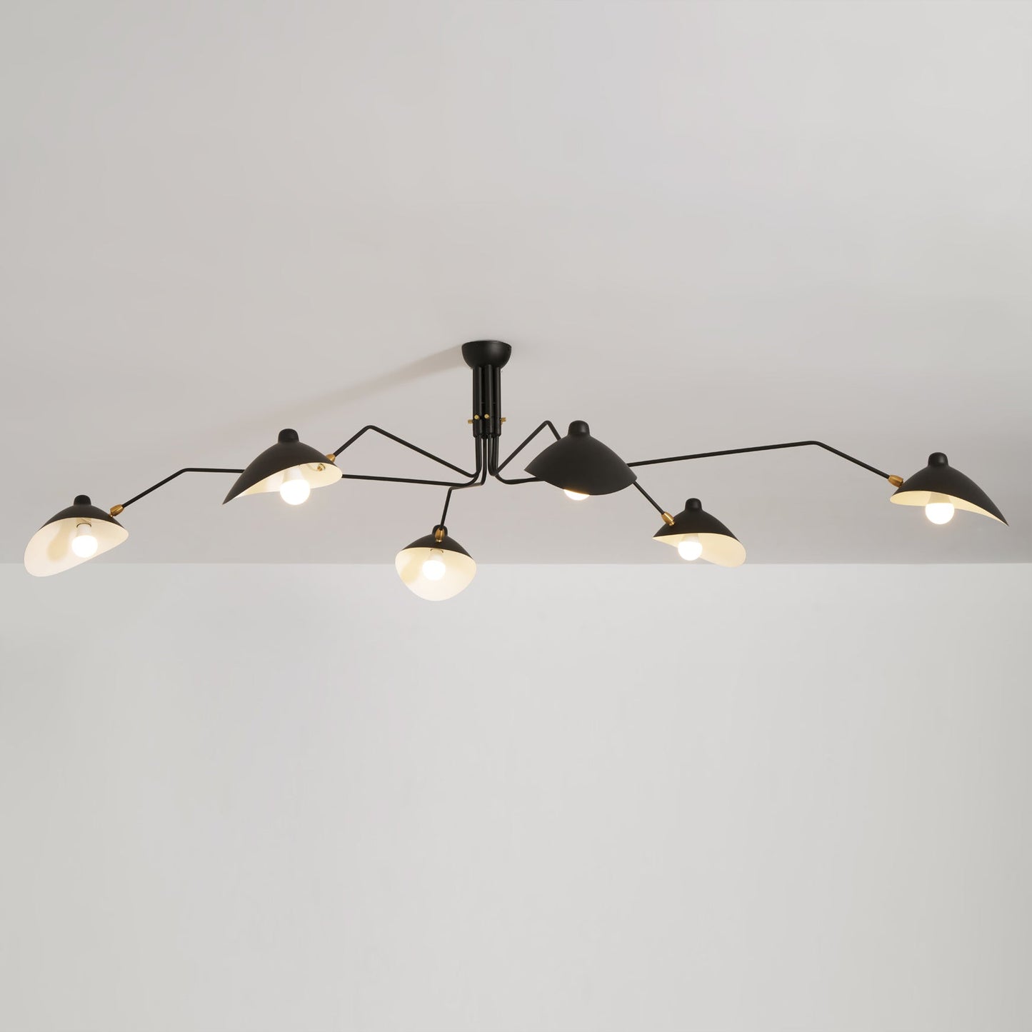 Articulated Arm Reflector Ceiling Light — Mid-Century Brass