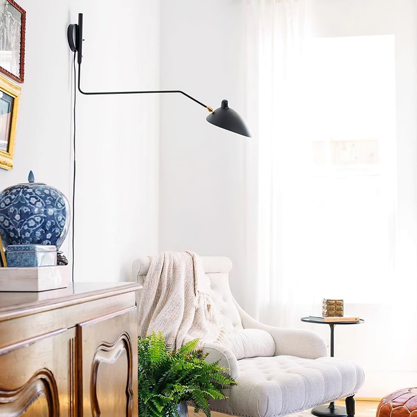 Pivoting Arm Plug In Wall Sconce