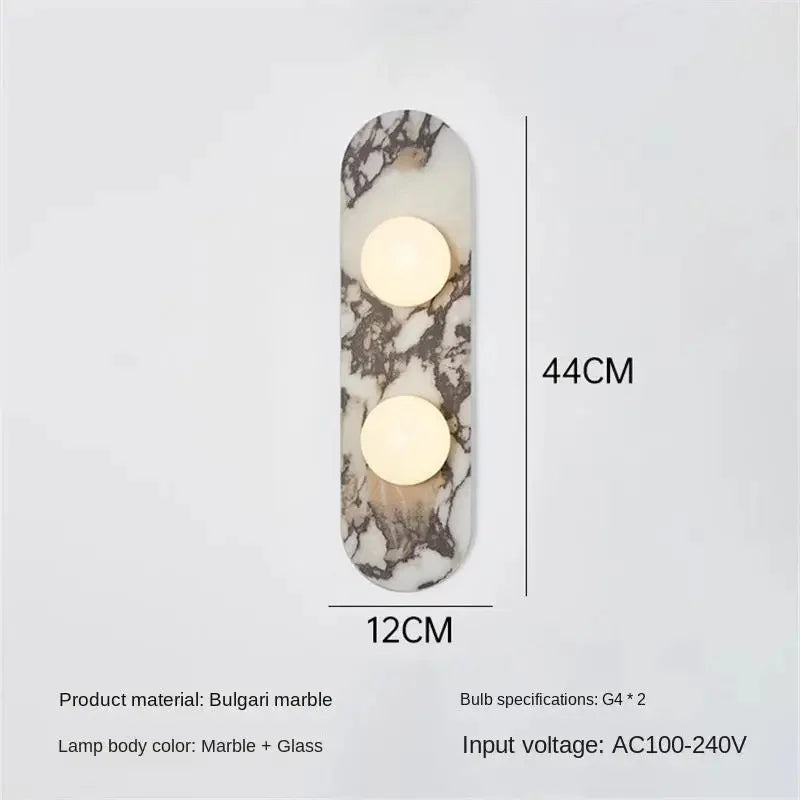 Aria Marble Wall Lamp — Modular Stone Sconce with Opaline Glass Globes