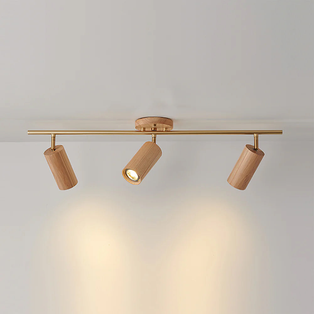 Ash Wood Track Spotlight Bar — 2, 3 or 4 Heads