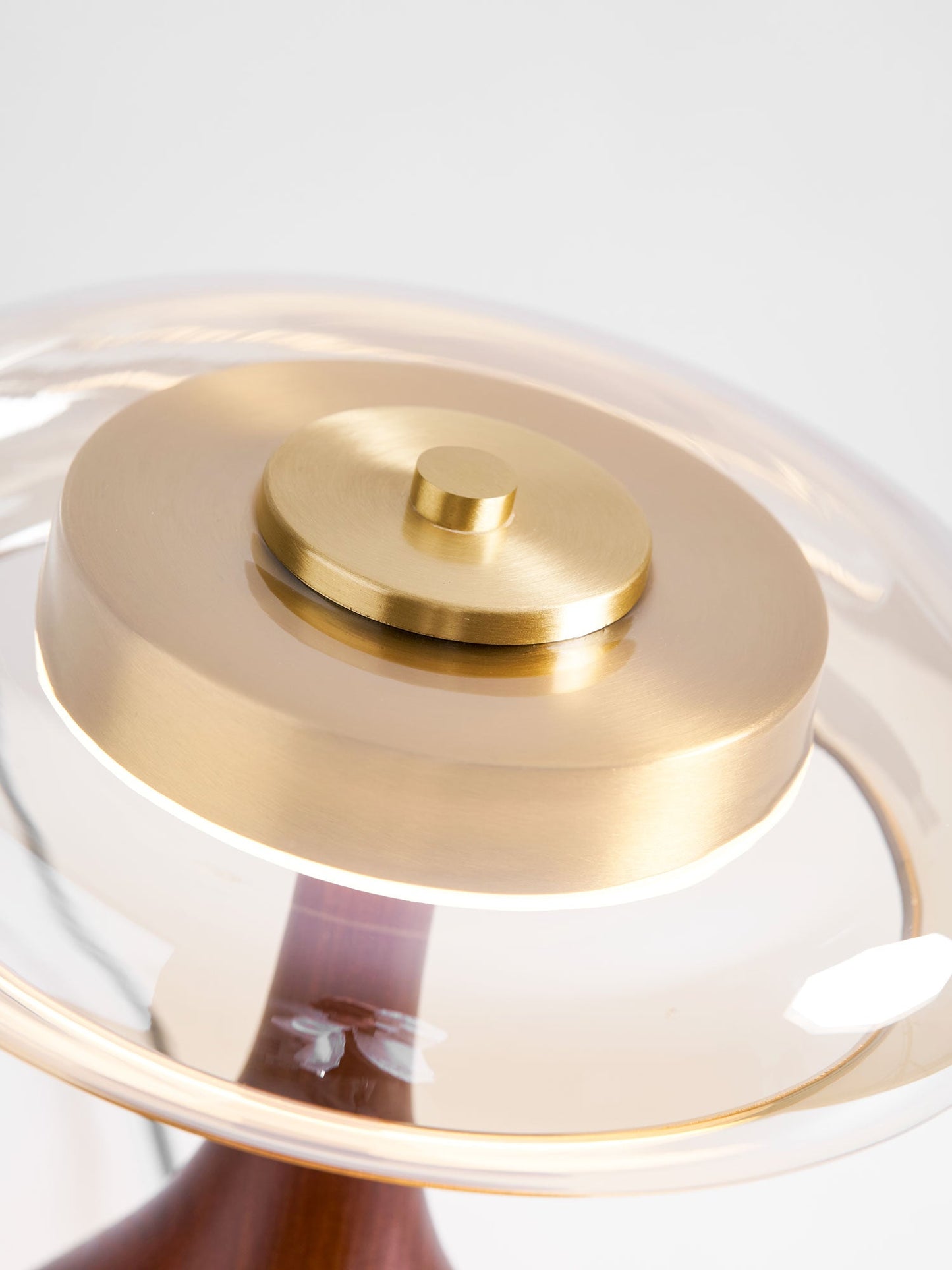 Cognac Glass and Walnut Table Lamp