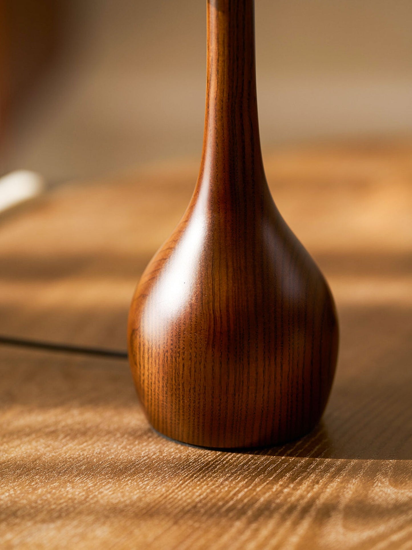 Cognac Glass and Walnut Table Lamp